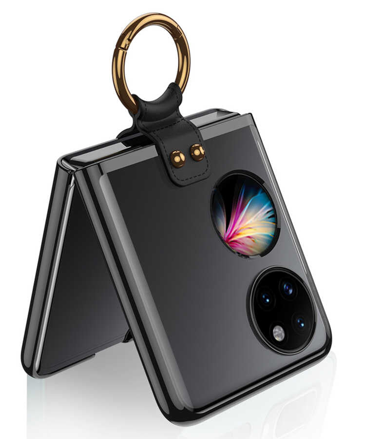 Huawei P50 Pocket Kılıf Zore Yüzüklü Kıpta Kapak Renksiz