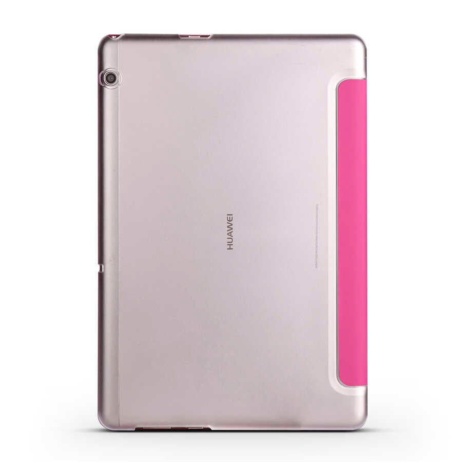 Huawei T5 10 inc Zore Smart Cover Standlı 1-1 Kılıf Gold