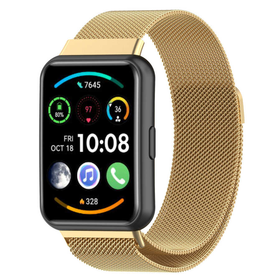 Huawei Watch Fit 2 Zore KRD-01 Metal Kordon Rose Gold