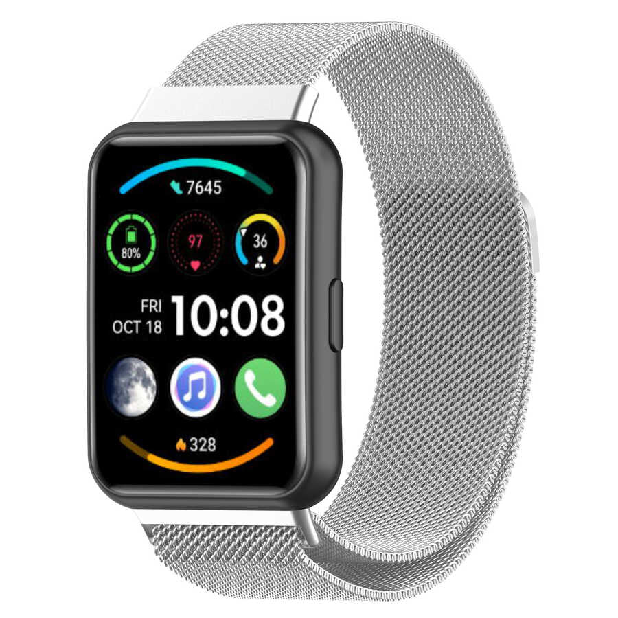 Huawei Watch Fit 2 Zore KRD-01 Metal Kordon Gümüş