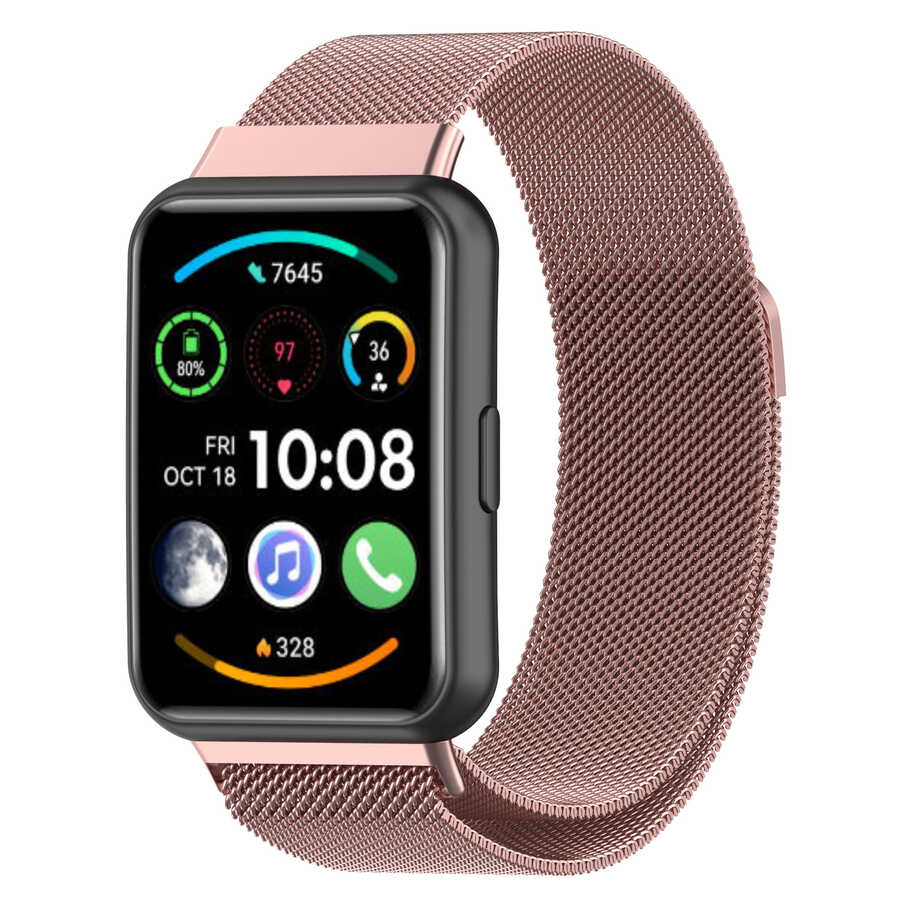 Huawei Watch Fit 2 Zore KRD-01 Metal Kordon Pembe
