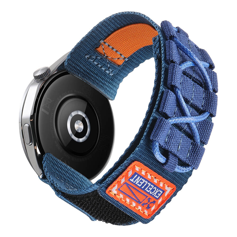 Huawei Watch GT 3 46mm Zore KRD-112 22mm Orbital Örgülü Halat Tasarımlı Naylon Kumaş Hasır Kordon Mavi