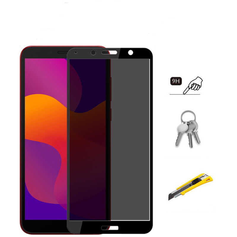 Huawei Y5P Zore New 5D Privacy Temperli Ekran Koruyucu Siyah