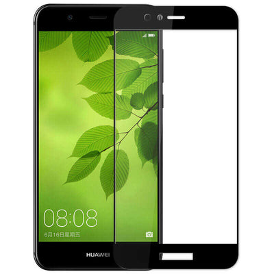 Huawei Y7 2018 Zore Kenarları Kırılmaya Dayanıklı Cam Ekran Koruyucu Siyah