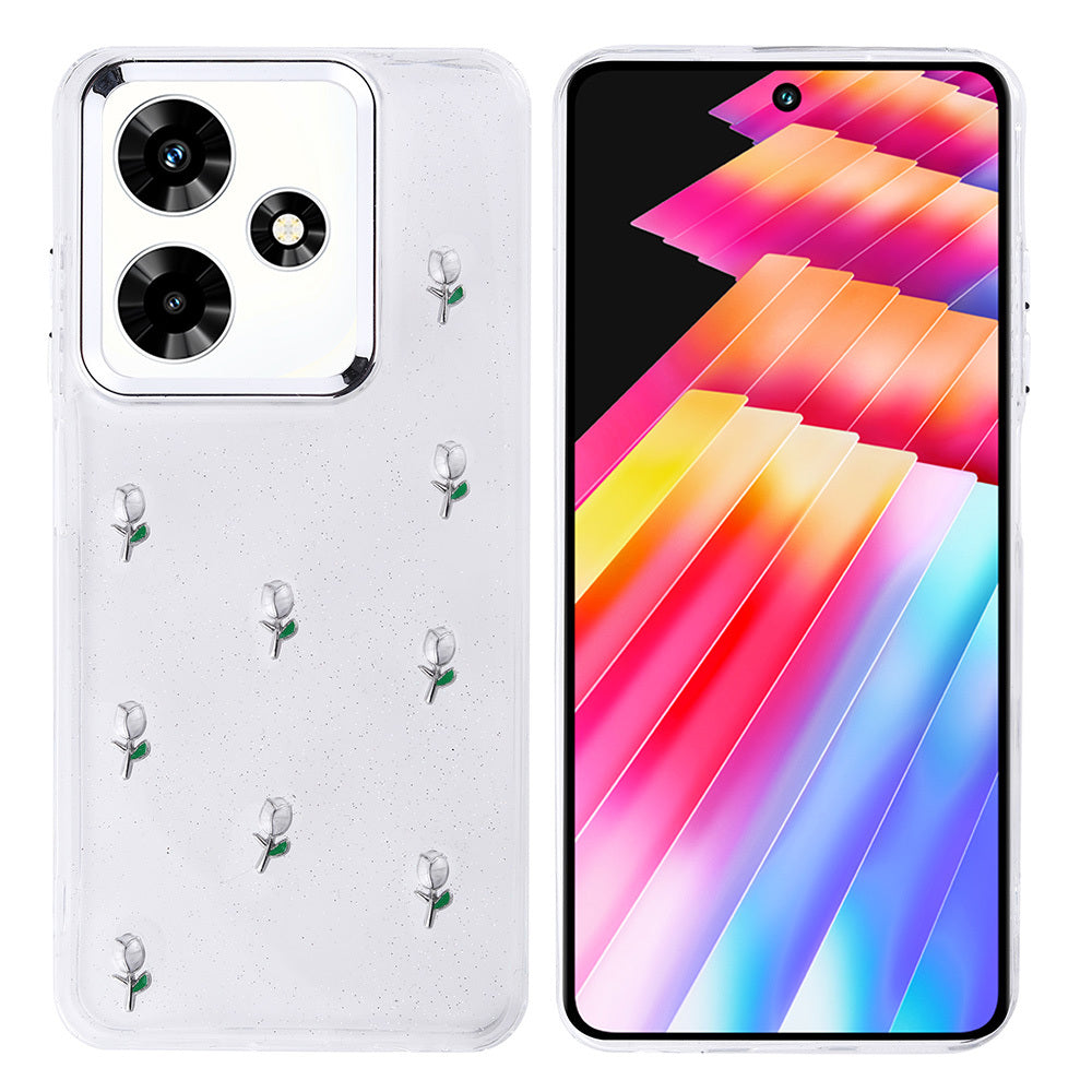 İnfinix Hot 30 Kılıf Airbag Tasarımlı Simli Şeffaf Zore Kutup Kapak Lale