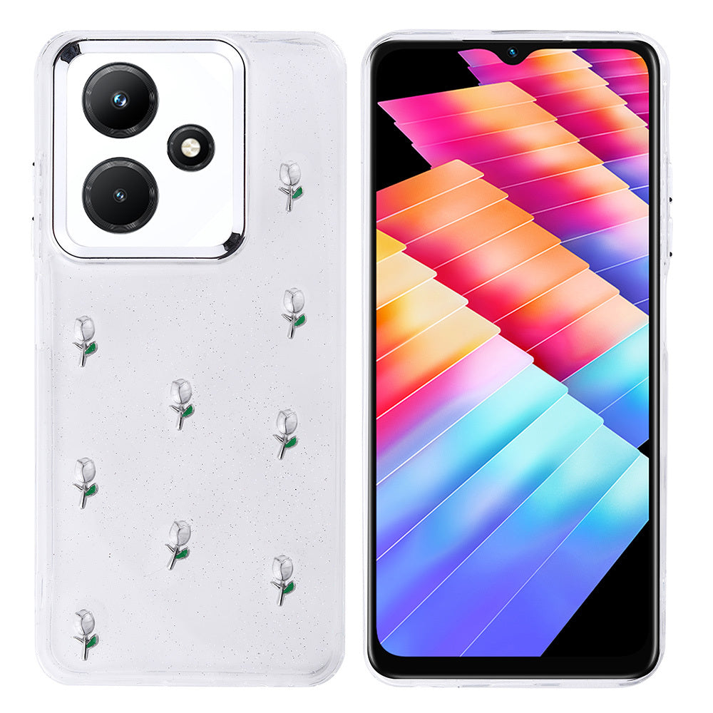 İnfinix Hot 30i Kılıf Airbag Tasarımlı Simli Şeffaf Zore Kutup Kapak Kiraz