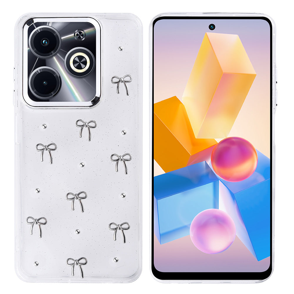 İnfinix Hot 40i Kılıf Airbag Tasarımlı Simli Şeffaf Zore Kutup Kapak Fiyonk