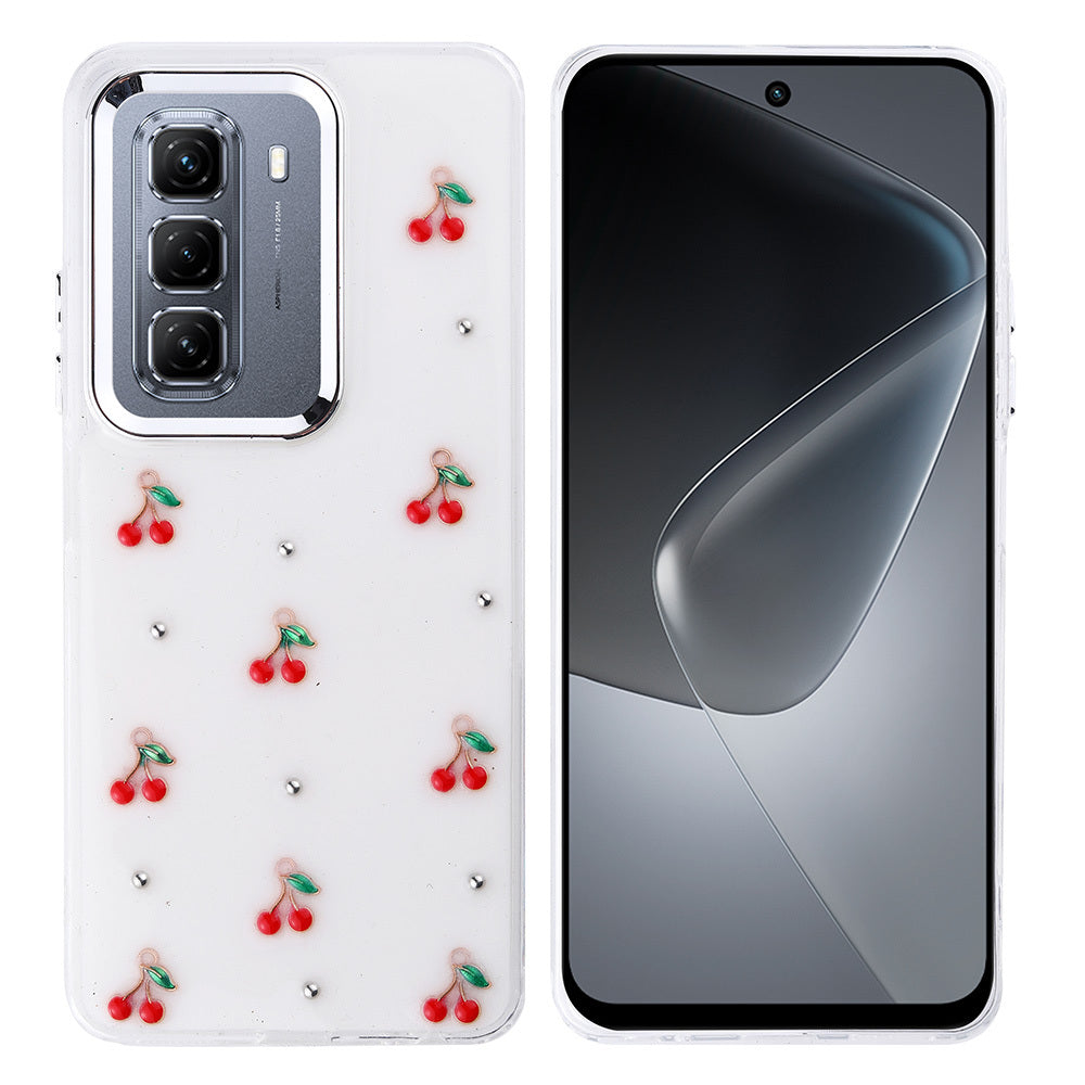 İnfinix Hot 50 4G Kılıf Airbag Tasarımlı Simli Şeffaf Zore Kutup Kapak Kiraz