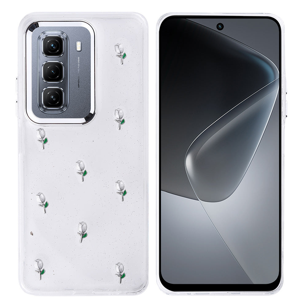 İnfinix Hot 50 4G Kılıf Airbag Tasarımlı Simli Şeffaf Zore Kutup Kapak Lale