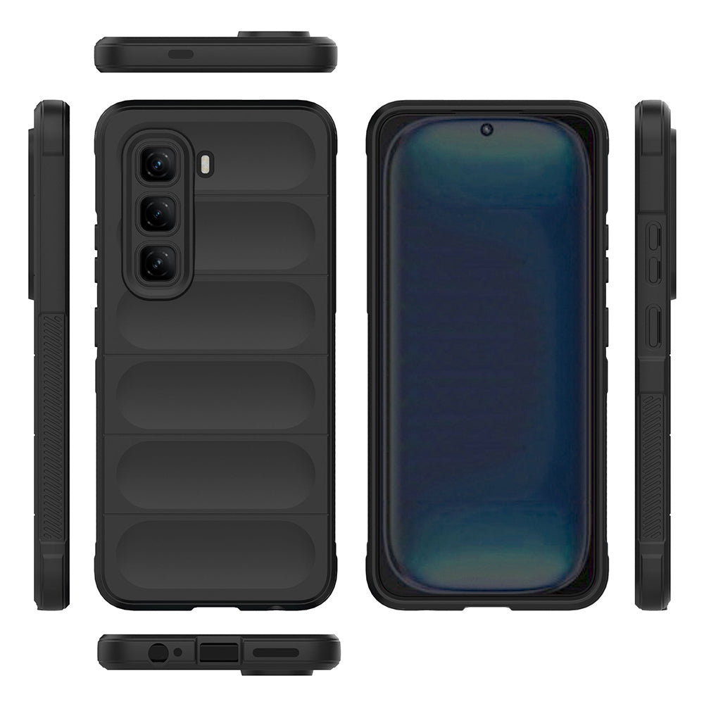 İnfinix Hot 50 4G Kılıf Esnek TPU Oyuklu Arka Yüzey Tasarımlı Zore Etnik Silikon Kapak Siyah