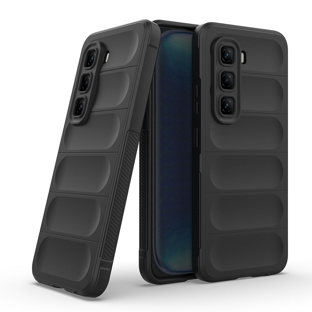 İnfinix Hot 50 4G Kılıf Esnek TPU Oyuklu Arka Yüzey Tasarımlı Zore Etnik Silikon Kapak Siyah