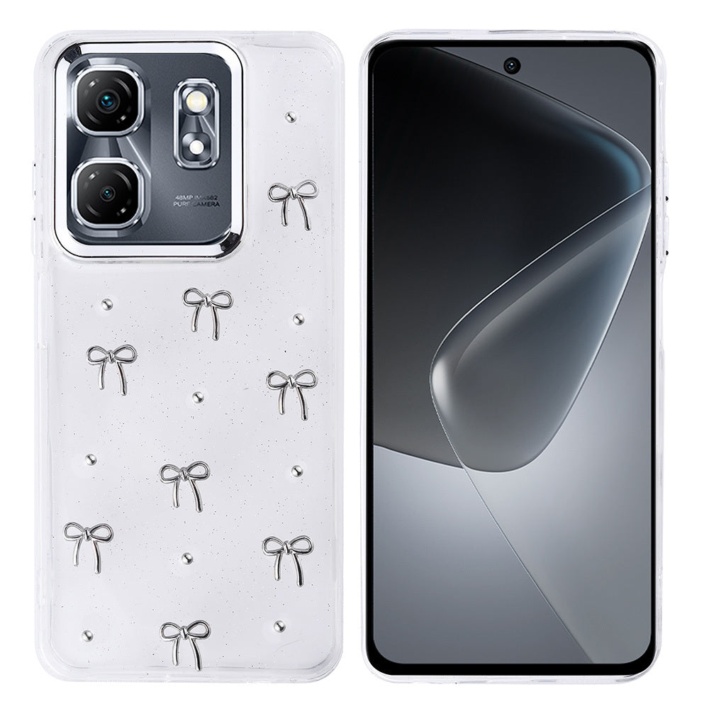 İnfinix Hot 50i Kılıf Airbag Tasarımlı Simli Şeffaf Zore Kutup Kapak Fiyonk