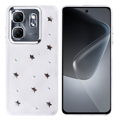 İnfinix Hot 50i Kılıf Airbag Tasarımlı Simli Şeffaf Zore Kutup Kapak Yıldız