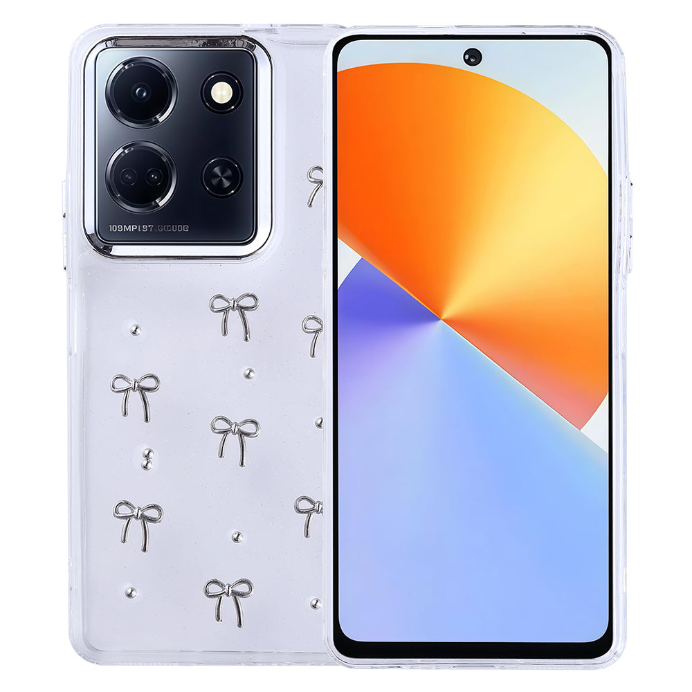 İnfinix Note 30 5G Kılıf Airbag Tasarımlı Simli Şeffaf Zore Kutup Kapak Fiyonk