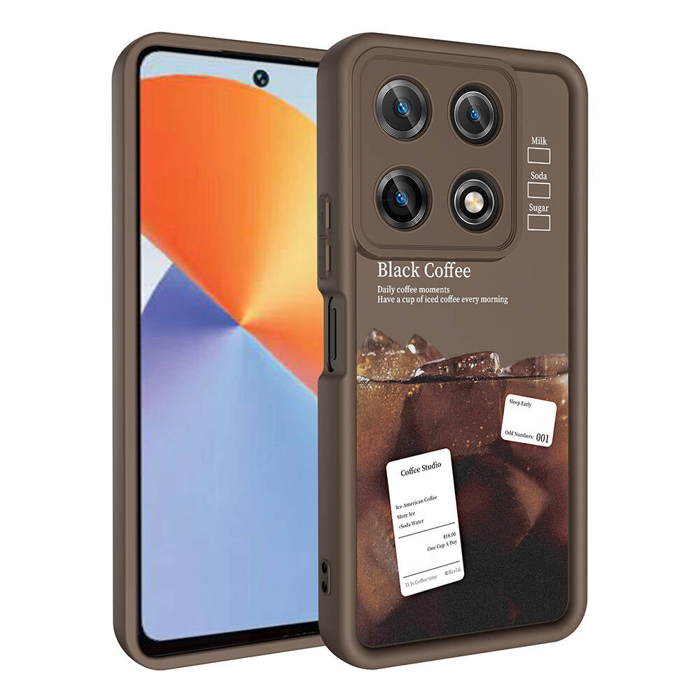 İnfinix Note 30 Pro Kılıf Kamera Korumalı Baskılı Arka Yüzey Zore Klas Kapak Koyu Kahve