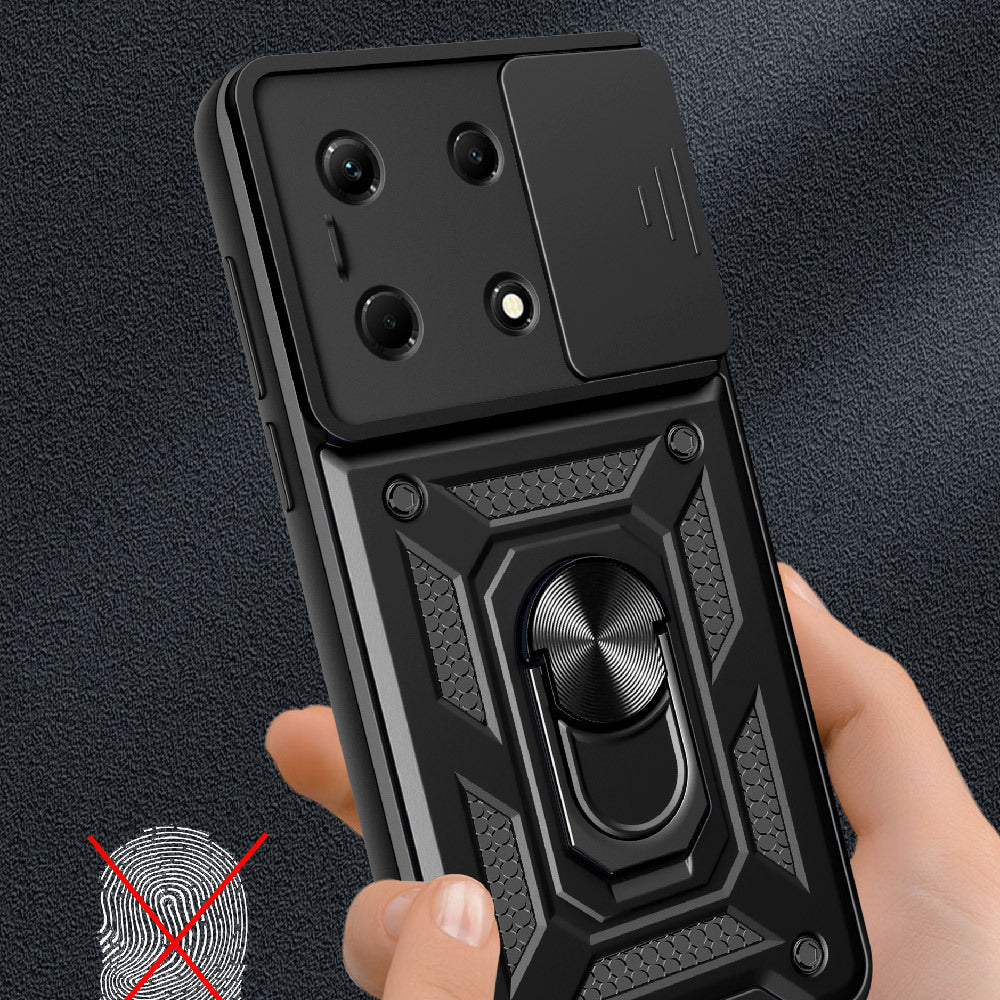 İnfinix Note 30 VIP Kılıf Magnetik Standlı Kamera Korumalı Zore Sürgülü Vega Kapak Siyah