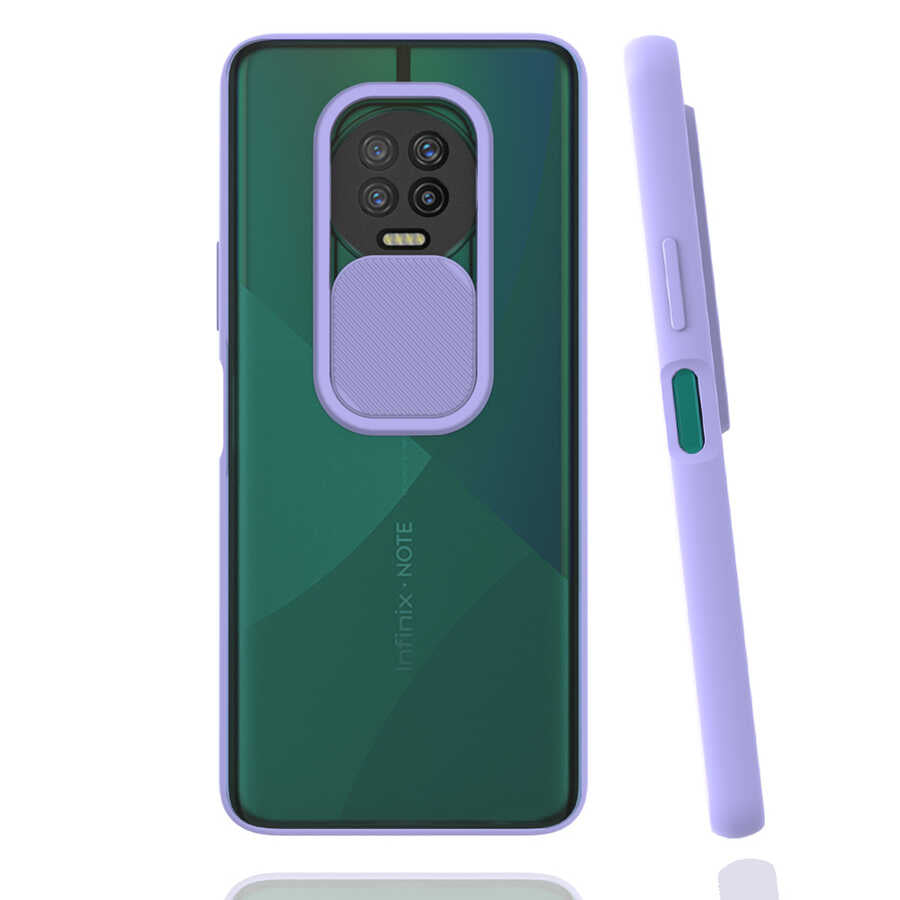 İnfinix Note 7 Kılıf Zore Lensi Kapak Lila