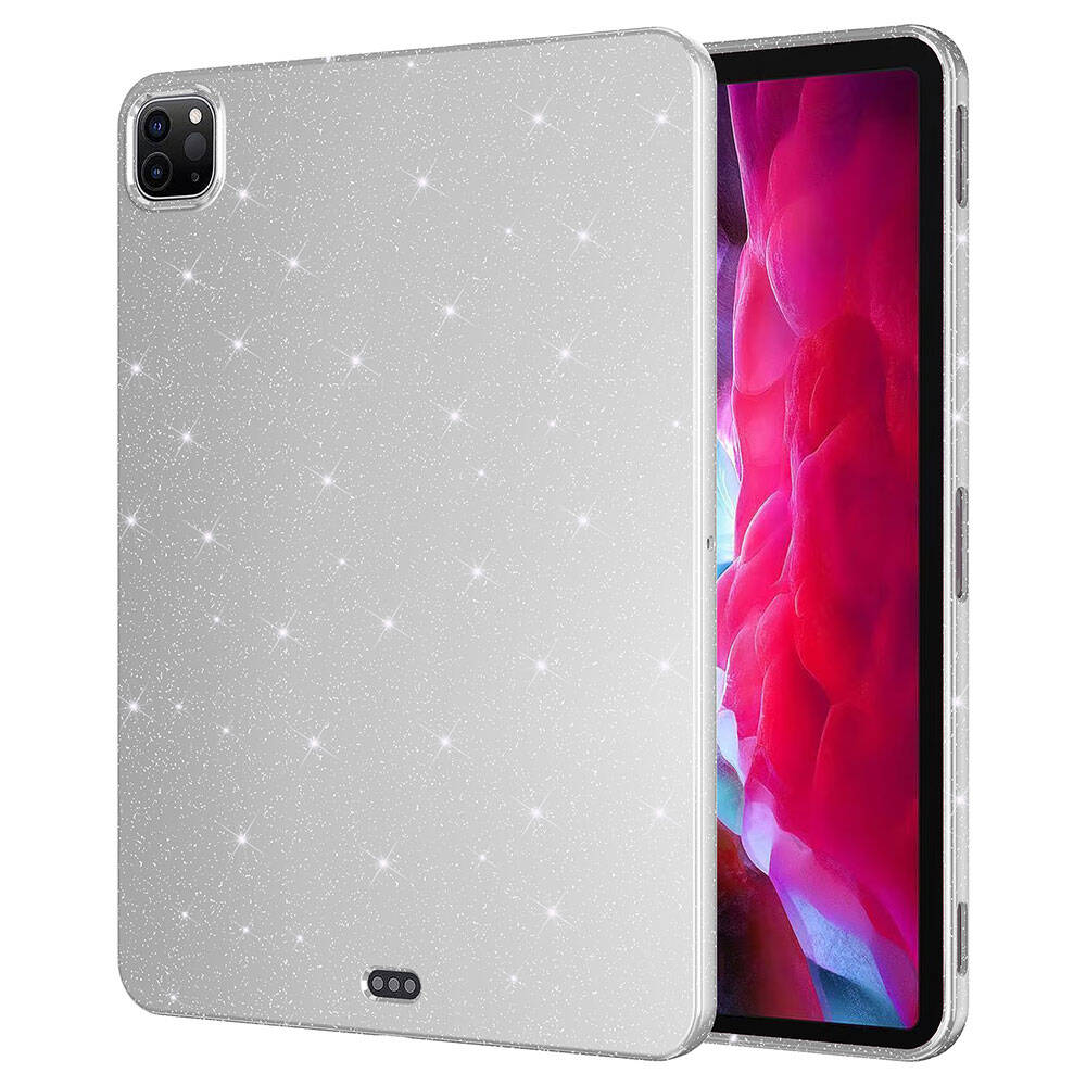 iPad Pro 11 2018 Simli Parlak Görünümlü Zore Tablet Koton Kılıf Pembe Koyu