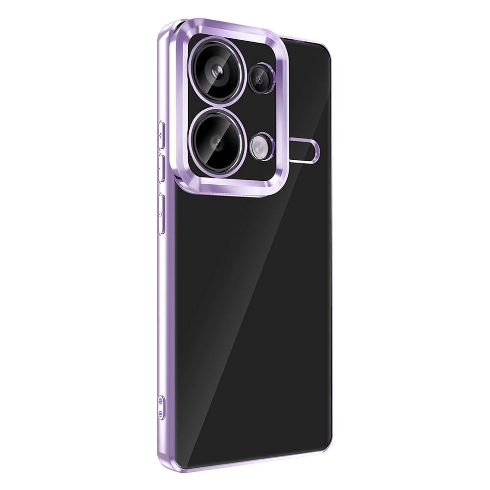 Xiaomi Redmi Note 13 Pro 4G Kılıf Kamera Korumalı Logo Gösteren Zore Omega Kapak Lila