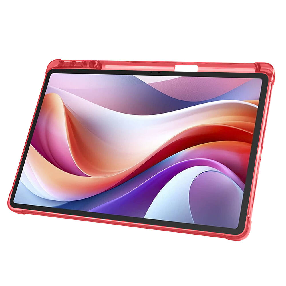 Lenovo M11 TB-330FU Kılıf Zore Tri Folding Kalem Bölmeli Standlı Kılıf Kırmızı