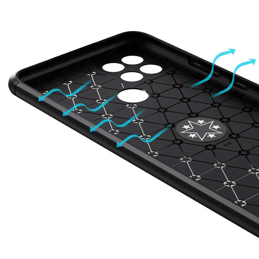 Oppo A15 Kılıf Zore Ravel Silikon Kapak Siyah-Rose Gold