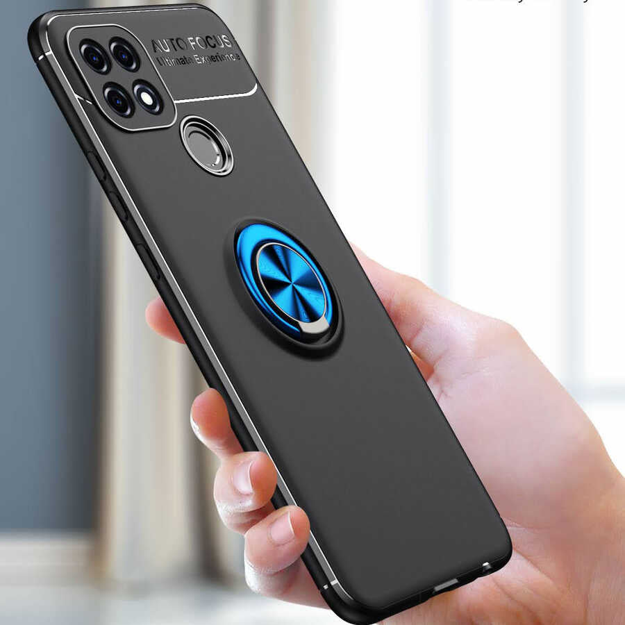 Oppo A15S Kılıf Zore Ravel Silikon Kapak Siyah-Mavi