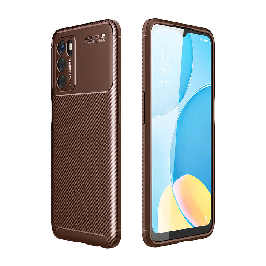 Oppo A16 Kılıf Zore Negro Silikon Kapak Kahverengi