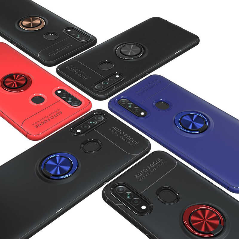 Oppo A31 Kılıf Zore Ravel Silikon Kapak Siyah-Kırmızı