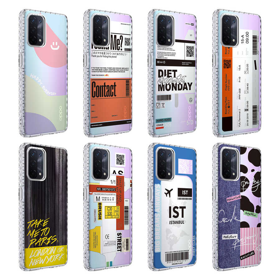 Oppo A74 4G Kılıf Airbag Kenarlı Renkli Desenli Silikon Zore Elegans Kapak NO1