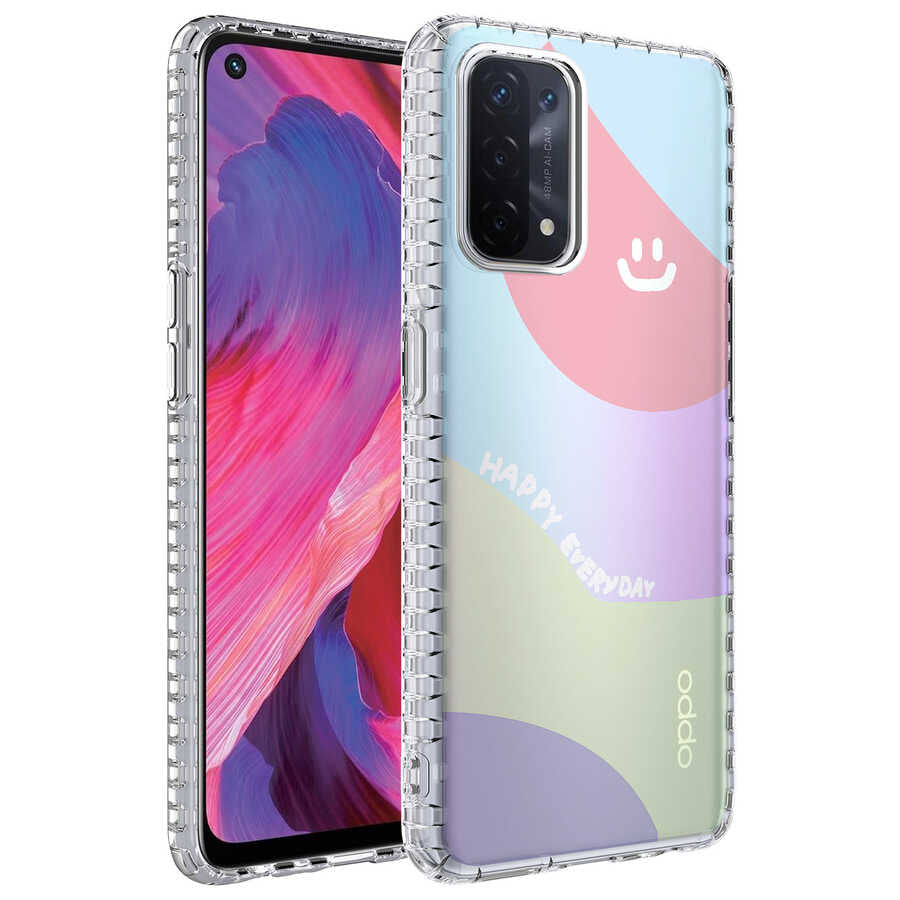 Oppo A74 4G Kılıf Airbag Kenarlı Renkli Desenli Silikon Zore Elegans Kapak NO7