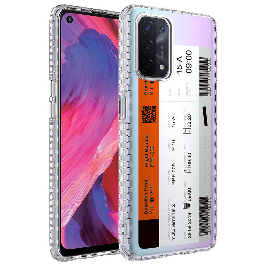 Oppo A74 4G Kılıf Airbag Kenarlı Renkli Desenli Silikon Zore Elegans Kapak NO1