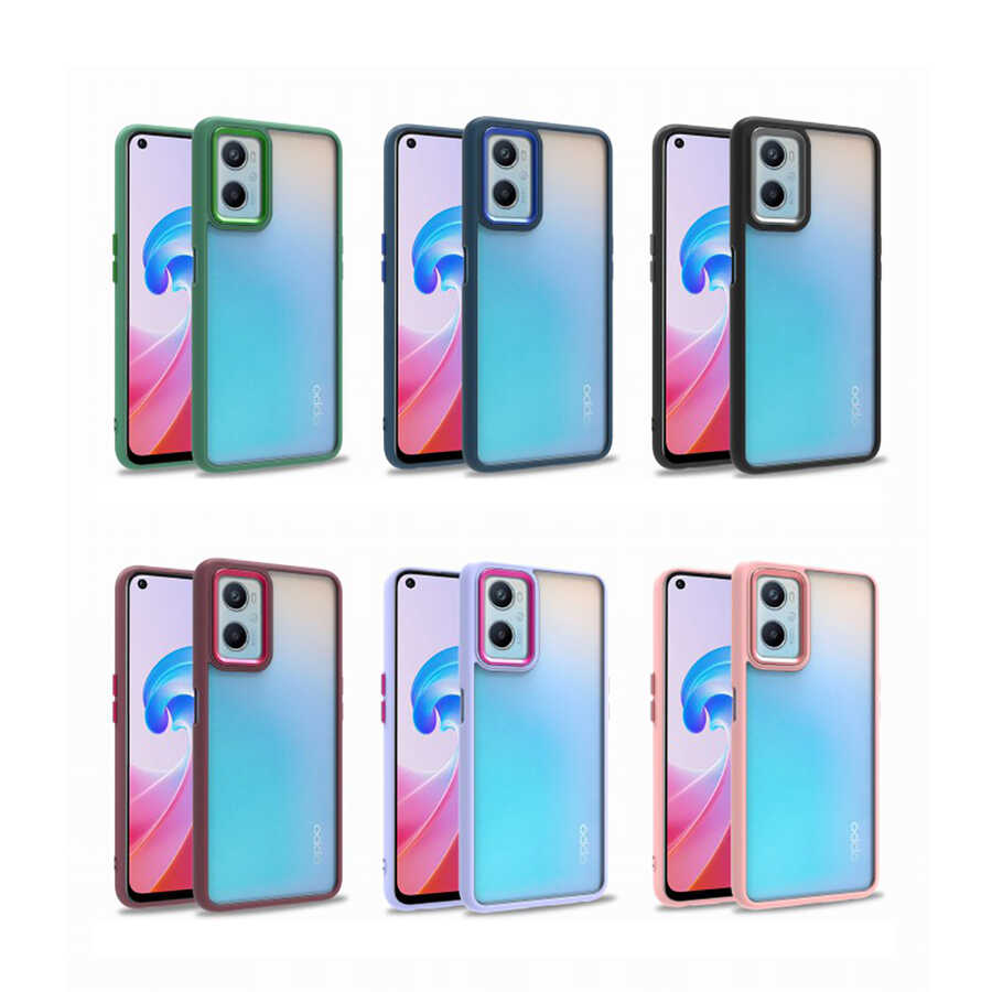 Oppo A76 Kılıf Zore Flora Kapak Mavi