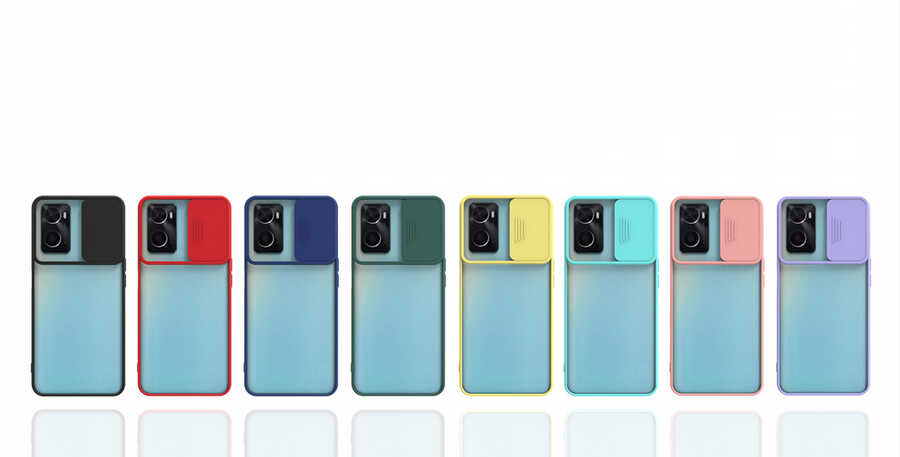 Oppo A76 Kılıf Zore Lensi Kapak Koyu Yeşil