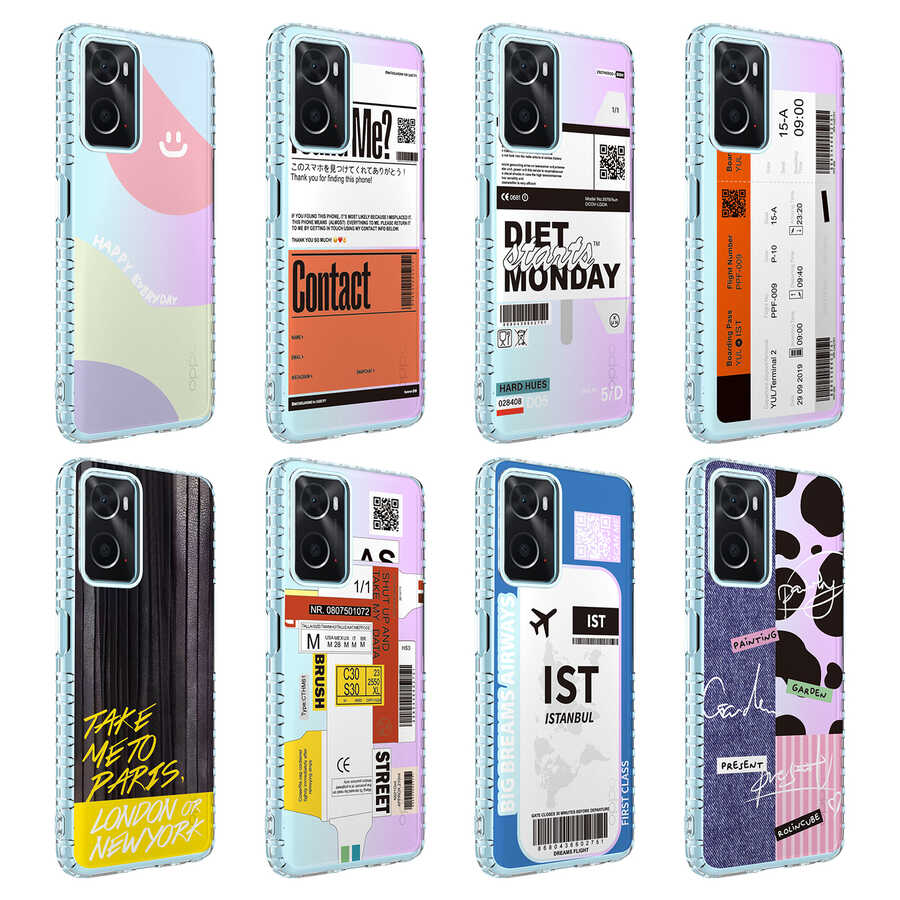 Oppo A96 4G Kılıf Airbag Kenarlı Renkli Desenli Silikon Zore Elegans Kapak NO4