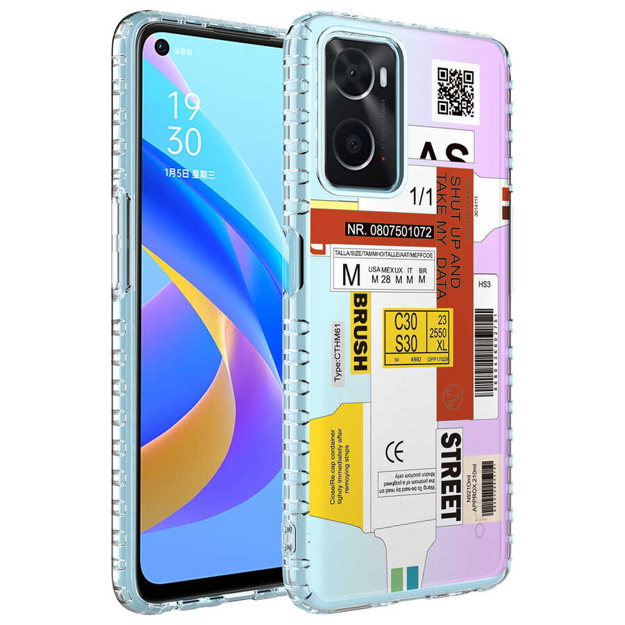 Oppo A96 4G Kılıf Airbag Kenarlı Renkli Desenli Silikon Zore Elegans Kapak NO2