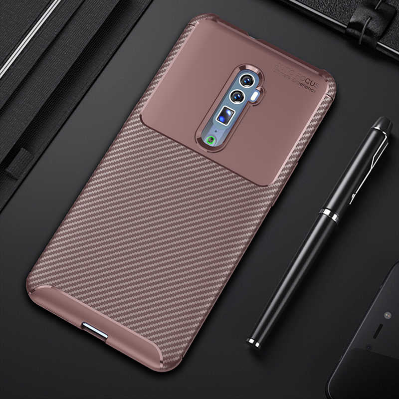 Oppo Reno 10X Zoom Kılıf Zore Negro Silikon Kapak Kahverengi