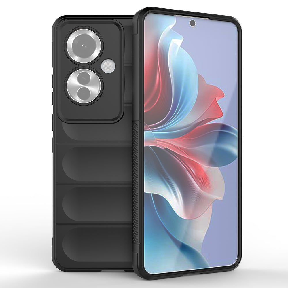 Oppo Reno 11F 5G Kılıf Esnek TPU Oyuklu Arka Yüzey Tasarımlı Zore Etnik Silikon Kapak Lacivert