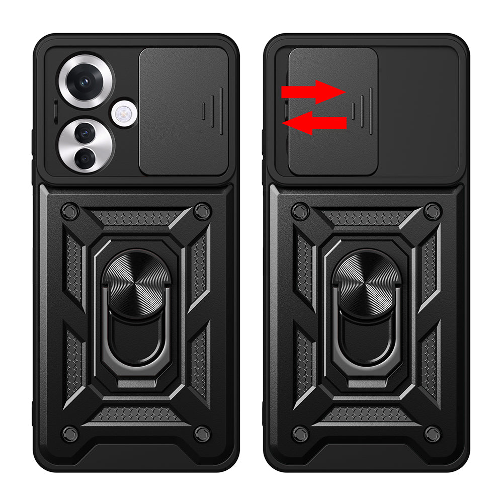 Oppo Reno 11FS Kılıf Magnetik Standlı Kamera Korumalı Zore Sürgülü Vega Kapak Mavi