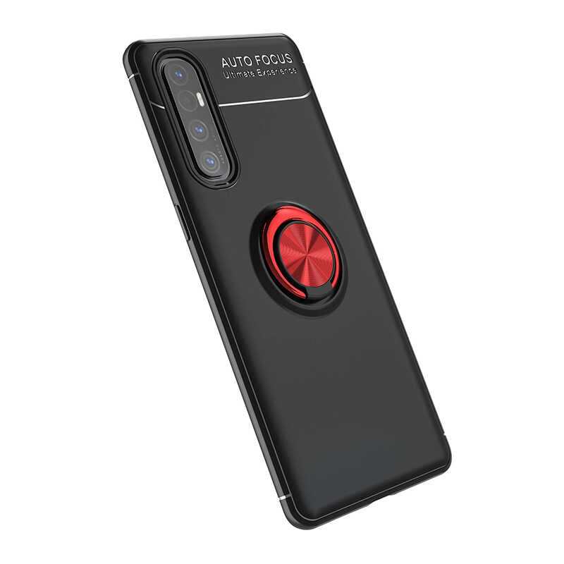 Oppo Reno 3 Pro 5G Kılıf Zore Ravel Silikon Kapak Siyah-Kırmızı