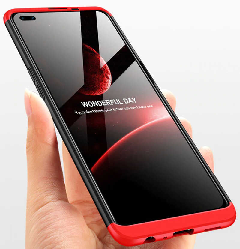 Oppo Reno 4 Lite Kılıf Zore Ays Kapak Siyah-Kırmızı