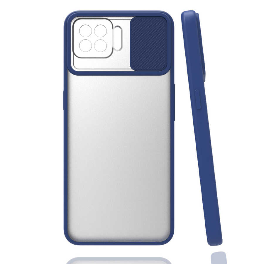 Oppo Reno 4 Lite Kılıf Zore Lensi Kapak Lacivert