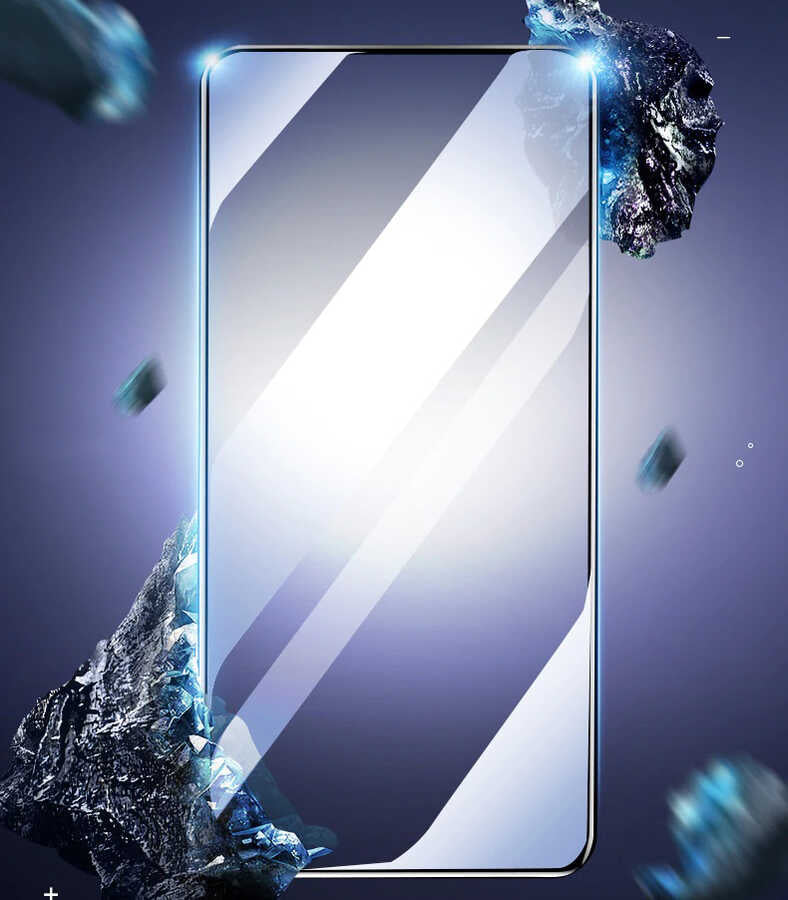 Oppo Reno 4 Lite Zore Kenarları Kırılmaya Dayanıklı Cam Ekran Koruyucu Siyah
