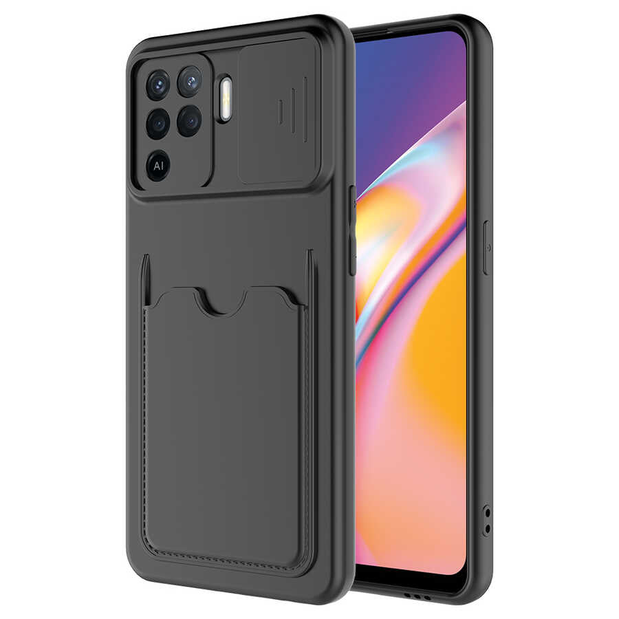 Oppo Reno 5 Lite Kılıf Zore Kartix Kapak Siyah