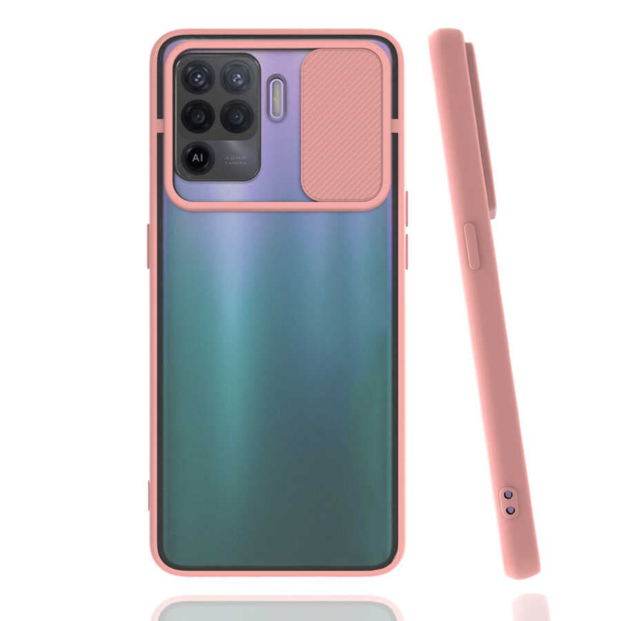 Oppo Reno 5 Lite Kılıf Zore Lensi Kapak Pembe Açık