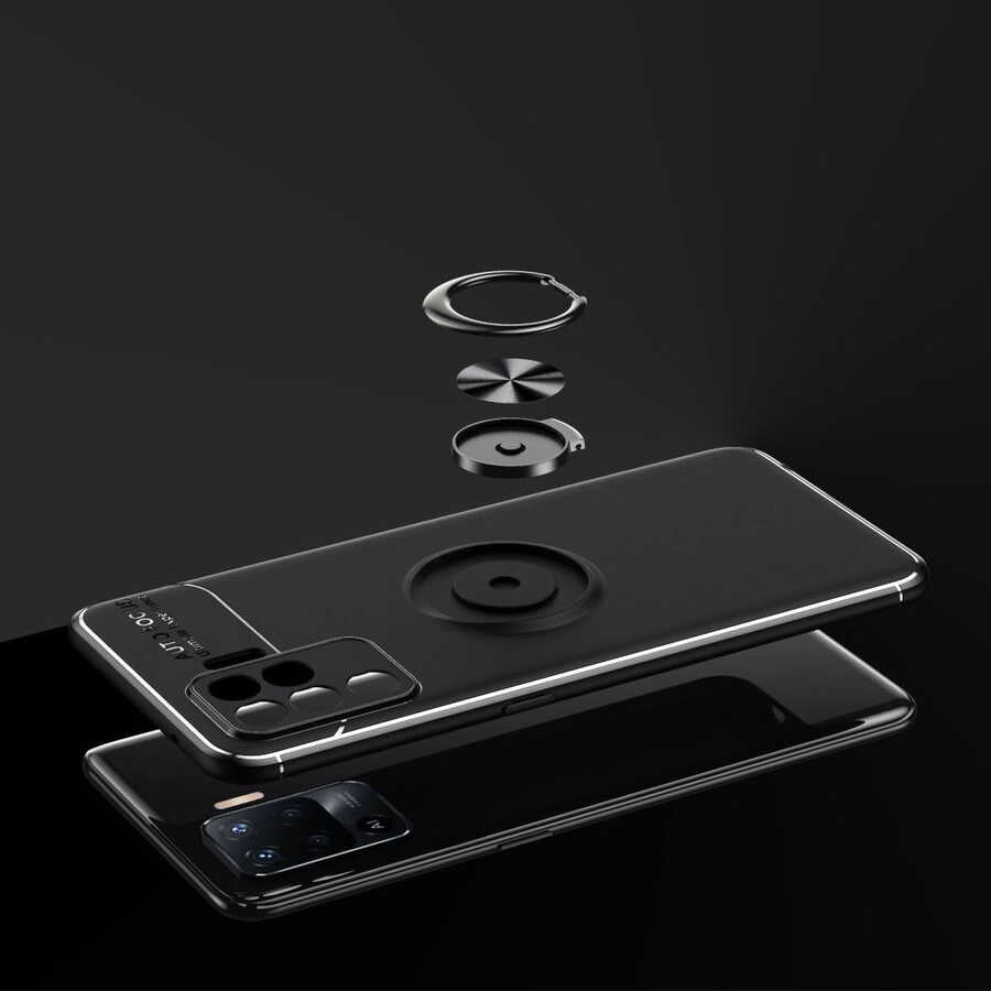 Oppo Reno 5 Lite Kılıf Zore Ravel Silikon Kapak Siyah-Mavi