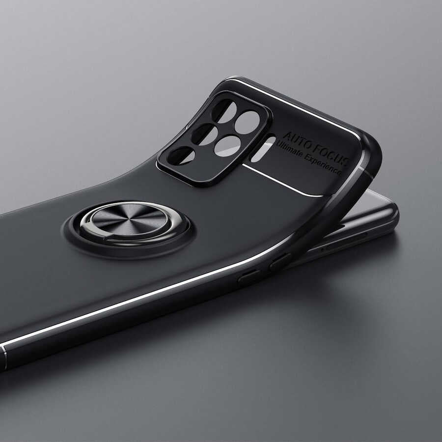 Oppo Reno 5 Lite Kılıf Zore Ravel Silikon Kapak Siyah-Kırmızı