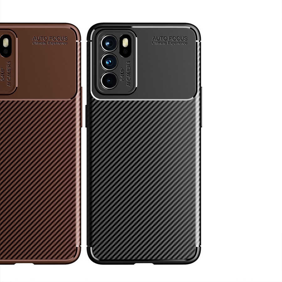 Oppo Reno 6 4G Kılıf Zore Negro Silikon Kapak Kahverengi