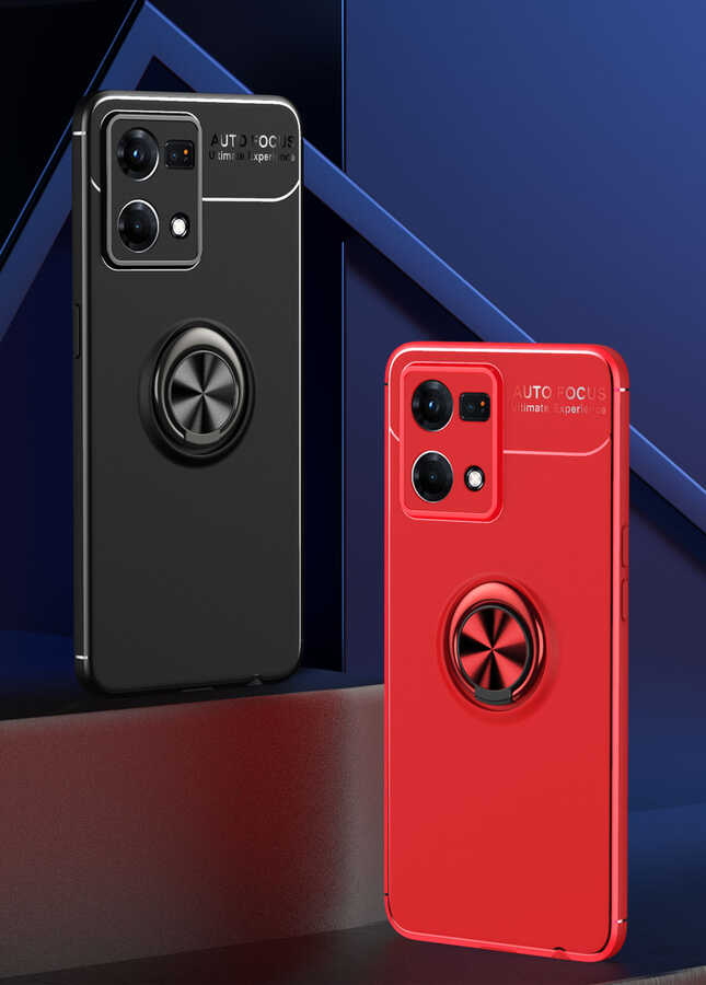 Oppo Reno 7 4G Kılıf Zore Ravel Silikon Kapak Siyah-Mavi