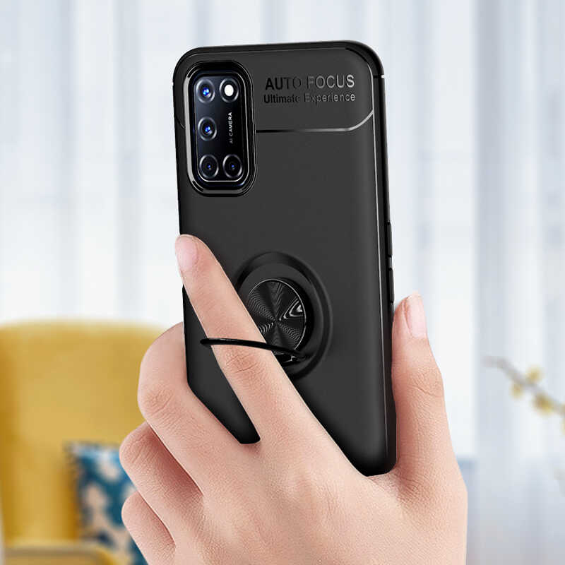Oppo Reno A52 Kılıf Zore Ravel Silikon Kapak Siyah-Mavi