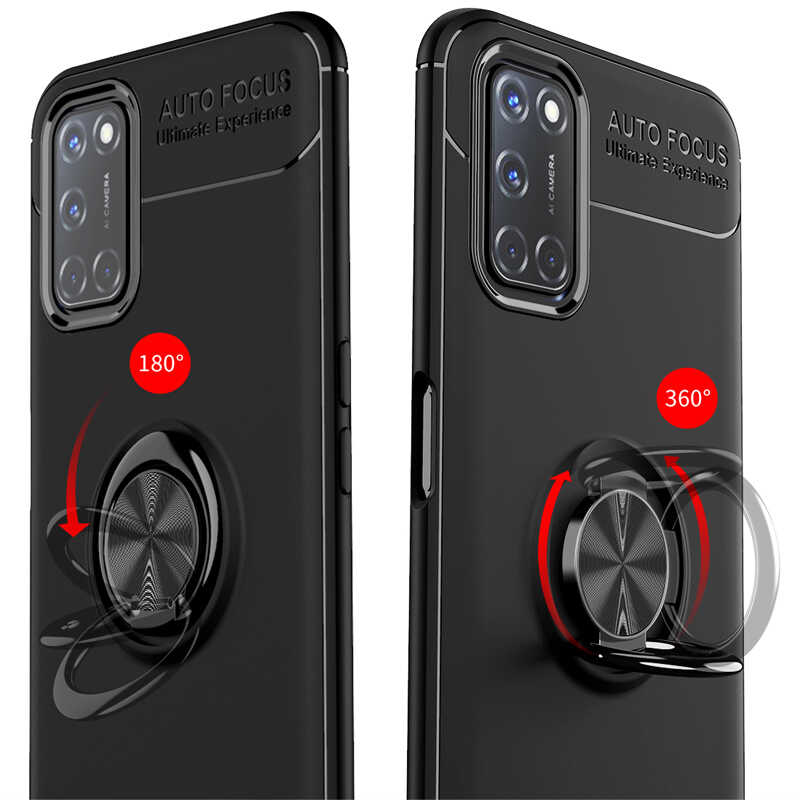 Oppo Reno A52 Kılıf Zore Ravel Silikon Kapak Siyah-Mavi